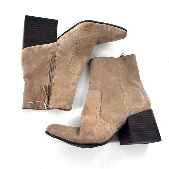 Blondo Salome Suede Boots 9.5 Tan NWOT Ankle Booties Waterproof Heel Capsule - Picture 4 of 9